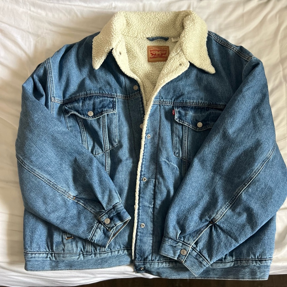 Levi's Blue Denim Sherpa Jacket